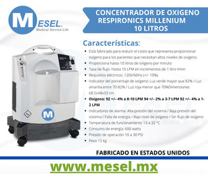 Concentrador de Oxigeno Phillips Millenium de 10 litros - MESEL Medical Serivce Life